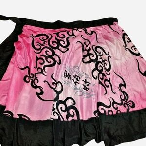 Impressions Black and Pink Wrap Around Silk Skirt